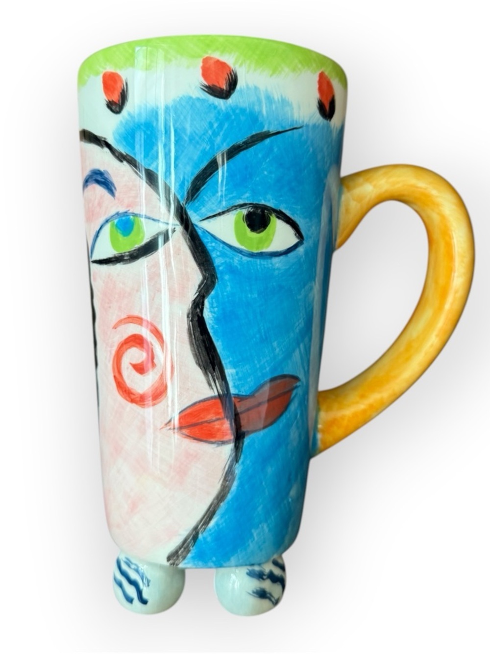 Vintage Hand-Painted Abstract Face Ceramic Mug Picasso inspired